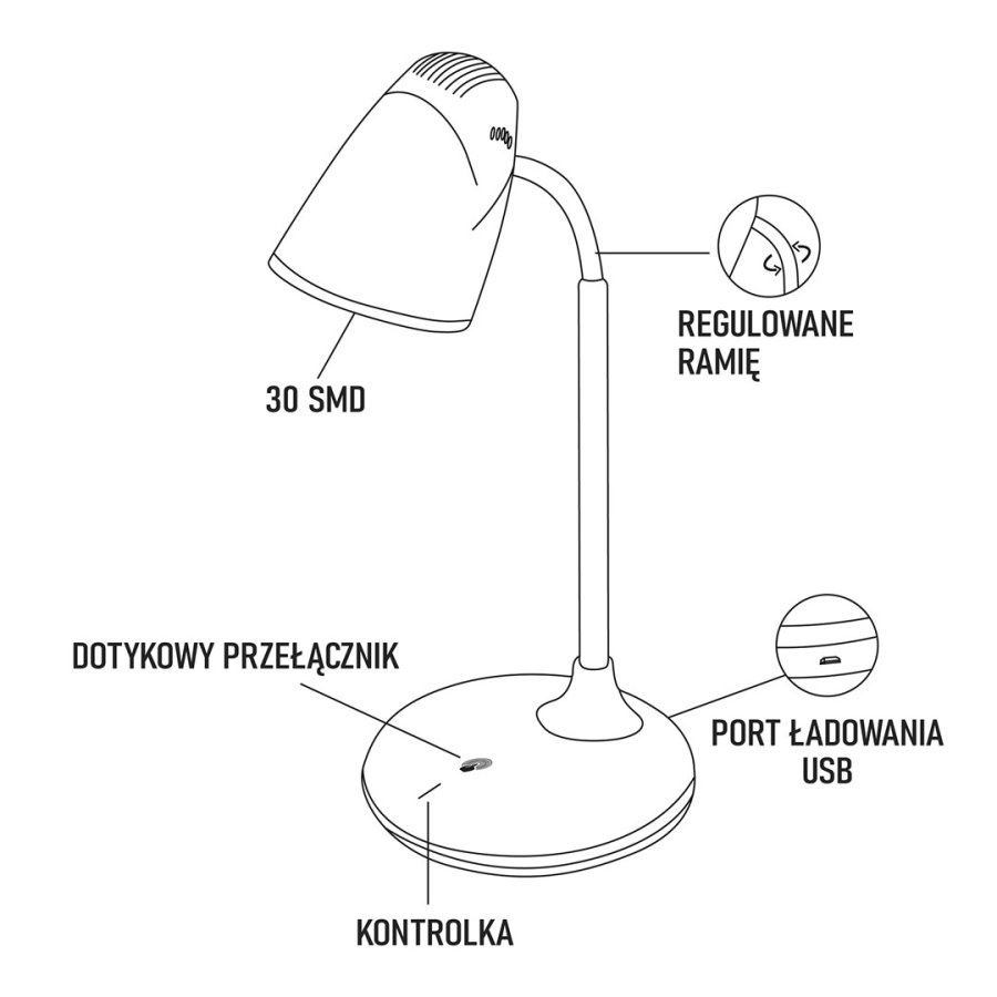 Montis Wielofunkcyjna akumulatorowa lampka biurkowa LED MT044 bordlampe 3 W Hvid #6