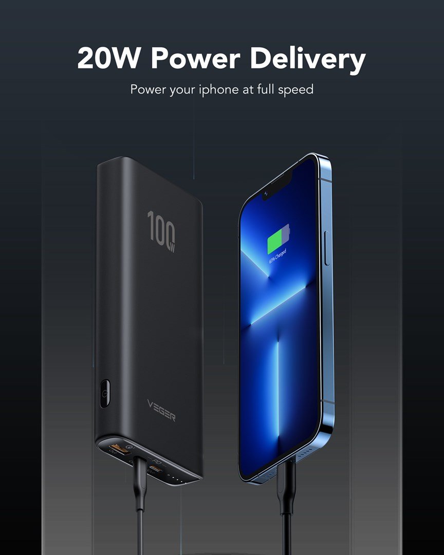 VEGER T100 powerbank Lithium-Ion (Li-Ion) 20000 mAh Sort #5