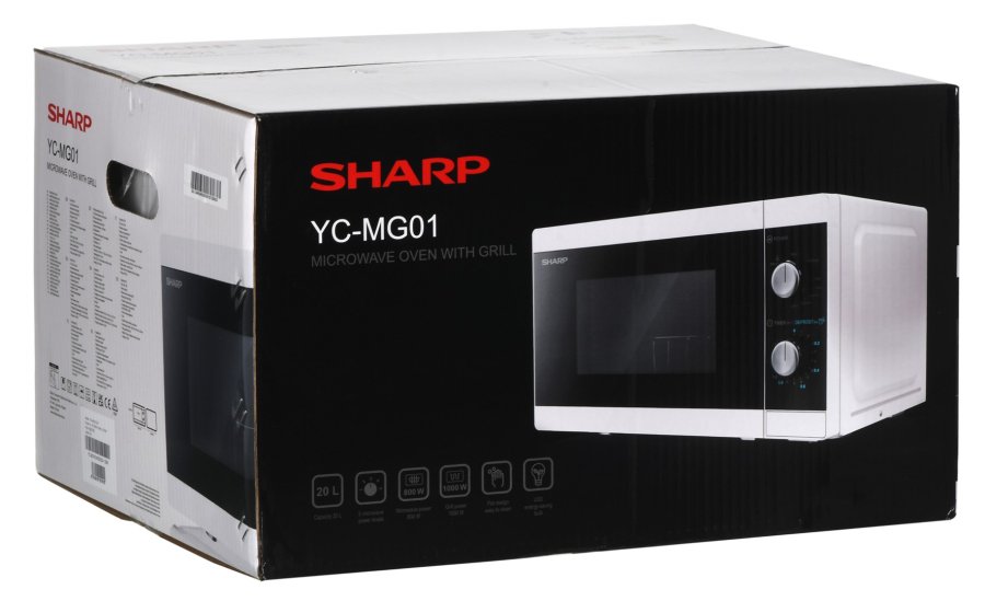 Sharp YC-MG01E-W mikroblgeovn Bordplade Grill mikroovn 20 L 800 W Sort, Hvid #17