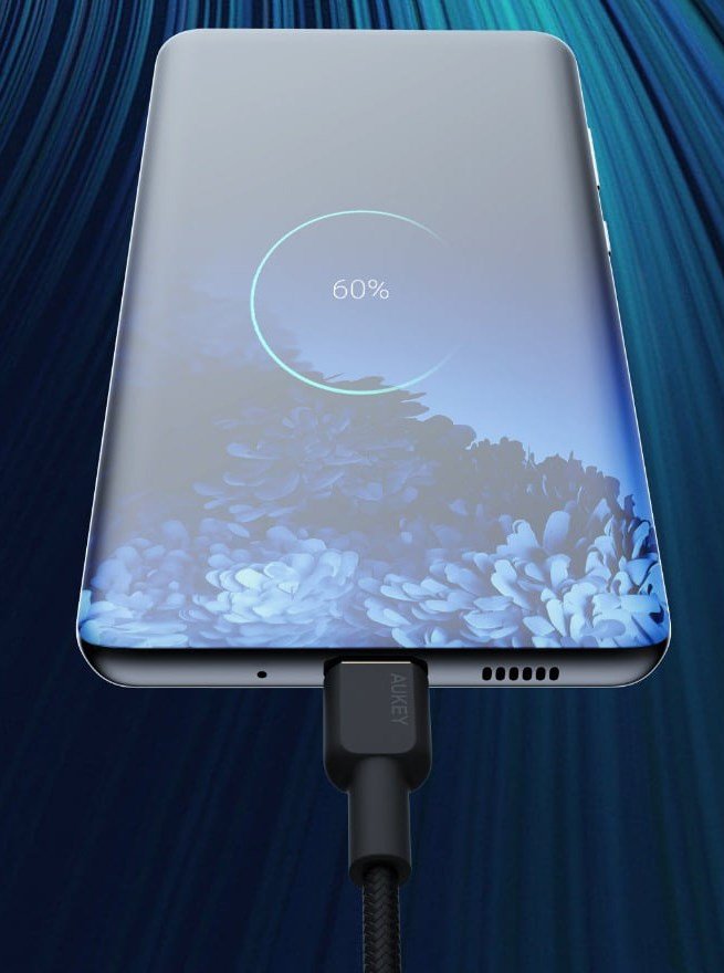 AUKEY CB-NCC1 USB-C Type-C Power Delivery PD 60W 3A 1m Nylon Sort #3