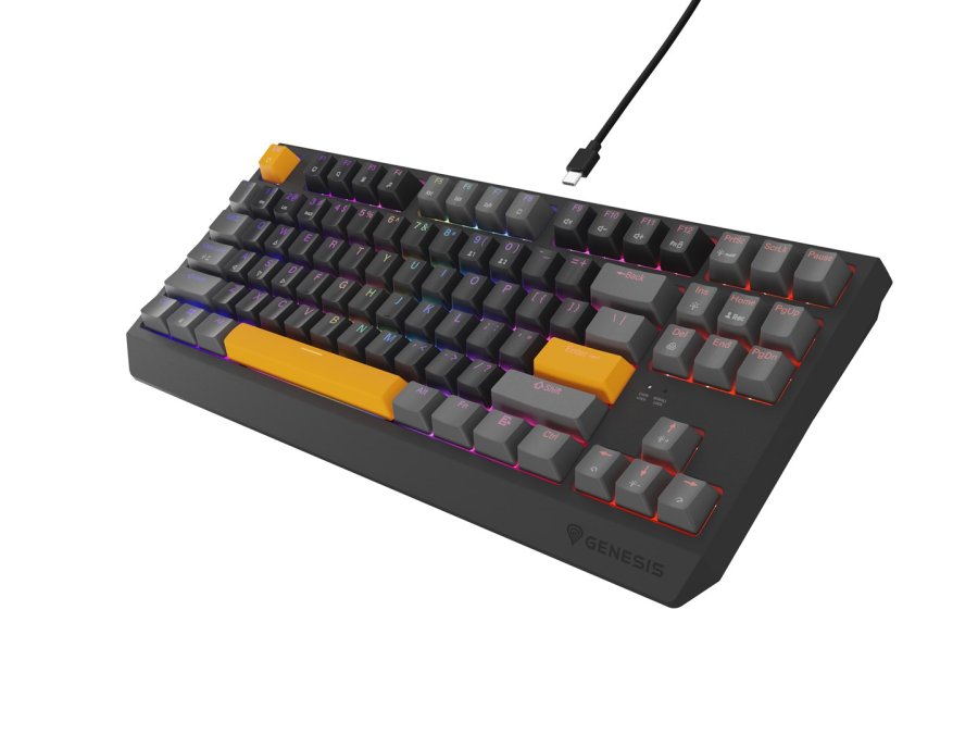 GENESIS Thor 230 TKL tastatur Spil USB + RF Wireless + Bluetooth QWERTY Sort, Gr, Orange #20