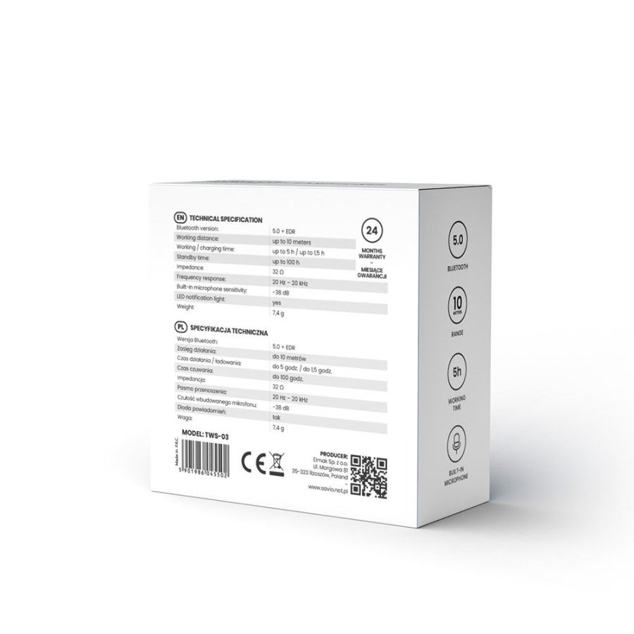Bluetooth hovedtelefoner Savio TWS-03 Sort Grafit #2