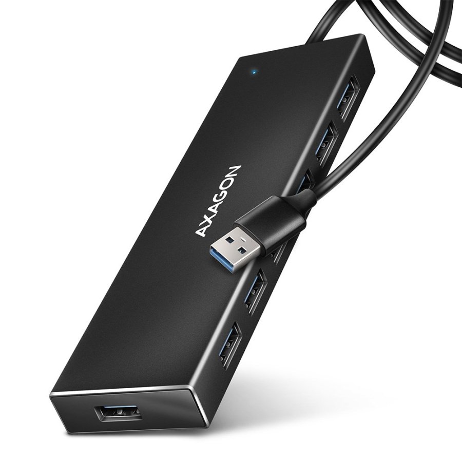 Axagon HUE-F7A 7x USB 3.2 Gen 1 ALU FLAT hub micro power IN 1m USB-A USB 3.2 Gen 1 (3.1 Gen 1) Type-A 5000 Mbit/s Sort #1