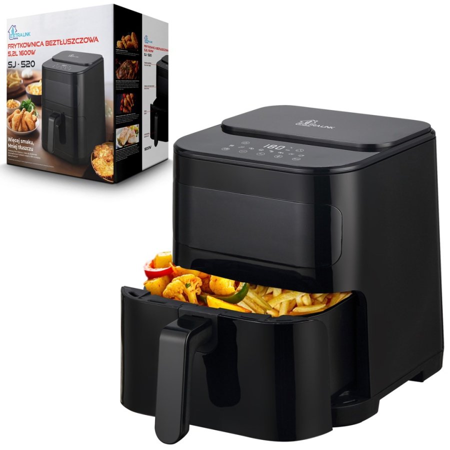 Extralink HOME AIR FRYER 5.2L EU SJ-520 frituregryde Enkelt 5,2 L 1600 W Varmluftsteger Sort #1
