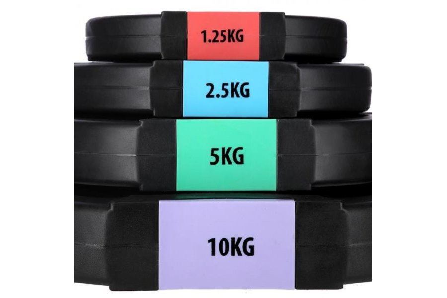 Lige vgtstang med udskiftelige vgte ONE FITNESS GSPO40 (17-57-027) Kompositskiver 42 kg Sort #13