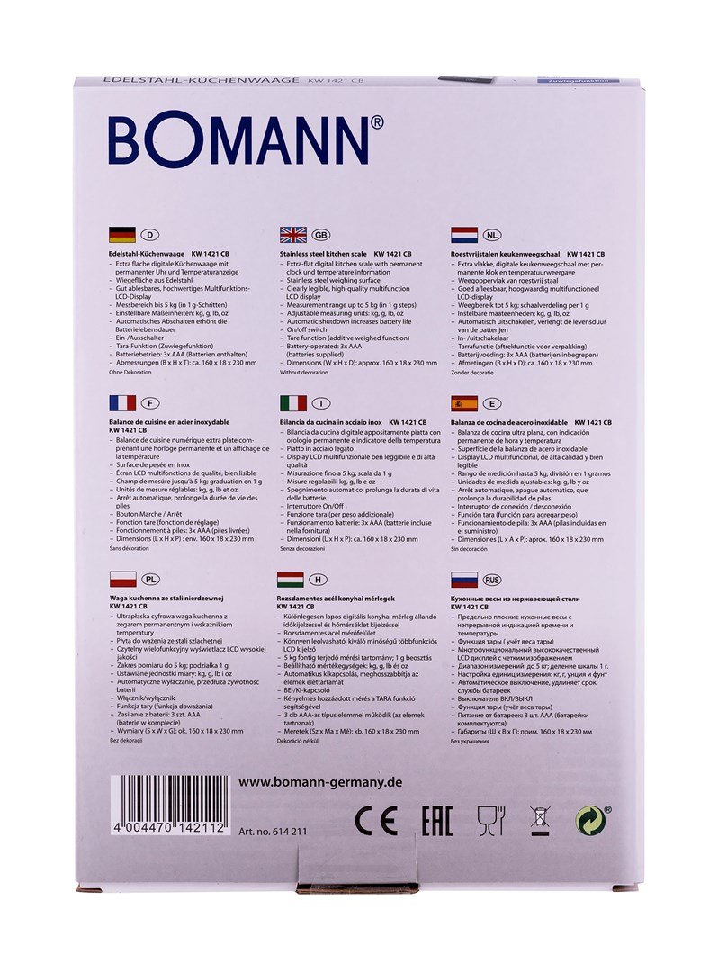 Bomann KW 1421 CB Sort, Rustfrit stl Elektronisk kkkenvgt #2