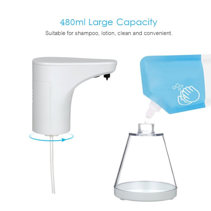 Automatisk dispenser til flydende sbe, desinfektionsmidler og geler Promedix PR-530 480 ml til 4 AA-batterier #25