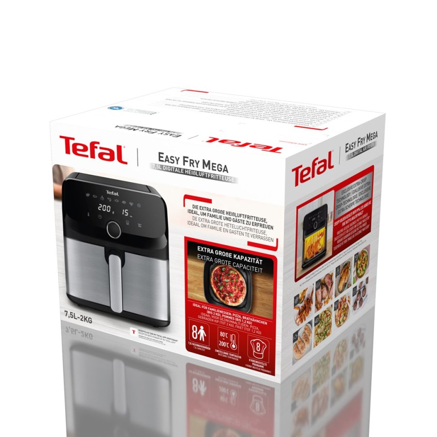 Tefal Easy Fry Mega EY855D10 frituregryde Enkelt 7,5 L Enkeltstende 2020 W Varmluftsteger Sort, Rustfrit stl #23