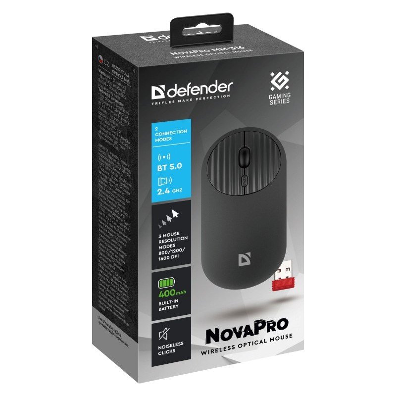COMPUTER MOUSE NOVAPRO DEFENDER MM-316 RF+BT OPTIC 1600dpi SORT #2
