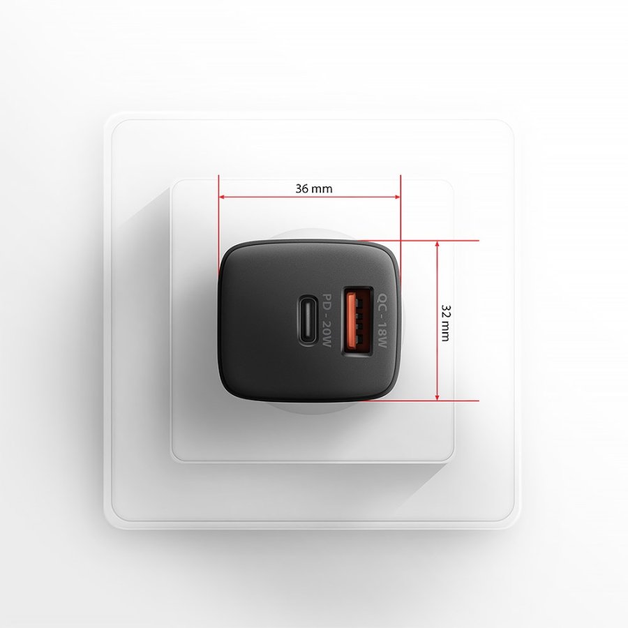 Axagon ACU-PQ20 wall charger QC3.0/AFC/FCP+ PD type-C 20 W - schwarz - USB Typ C Mobiltelefon, Smartphone, SmartWatch, Tablet, Universel Sort Vekselstrm Hurtig opladning Indendrs #9