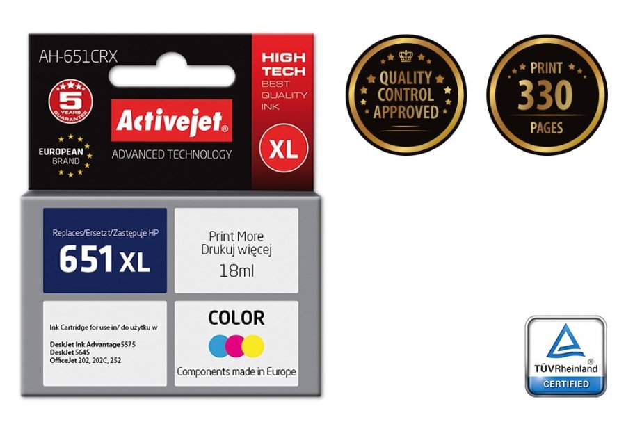 Activejet AH-651CRX blk (erstatning HP 651 C2P11AE; Premium; 18 ml; farve) #2