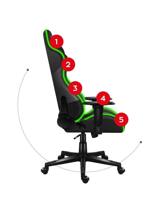 Huzaro Force 6.2 RGB PC gamingstol Spand (vugge) sde Sort #8