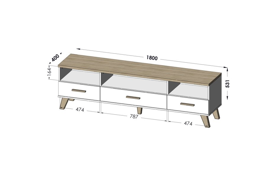 Cama LOTTA TV18 3S3K TV stativ & underholdningscenter 3 skuffe(r) #4