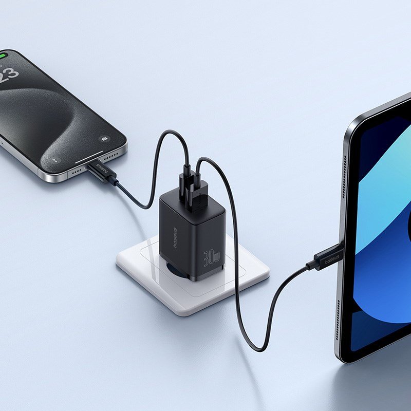 Baseus P10111404113-00 Cube USB-C / USB-A 30W netoplader Sort #5