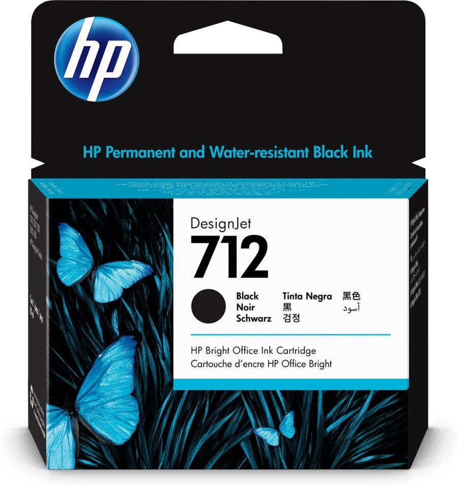 HP 712 DesignJet-blkpatron, sort, 80 ml #1