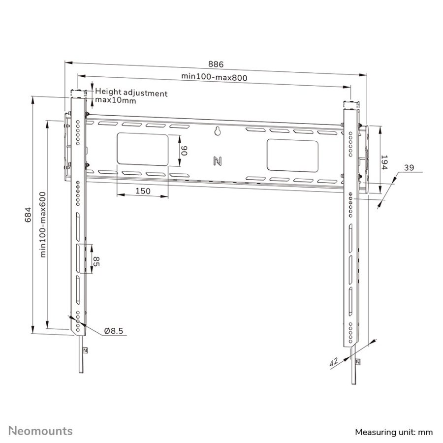 Neomounts WL30-750BL18 Heavy duty wall mount 43-98