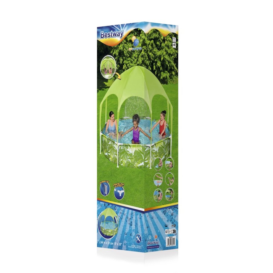 Bestway 56432 / 23 swimmingpool til over jorden Indrammet pool Rund 1688 L Bl�, Gr�n, Hvid #17