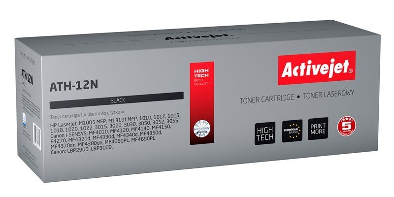 Activejet ATH-12N (erstatning HP 12A Q261212A, Canon FX-10, Canon CRG-703; Supreme; 2300 sider; sort) #1