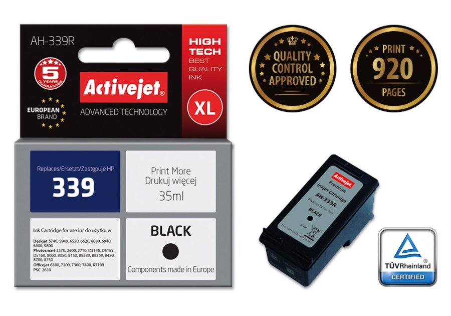 Activejet AH-339R blk (erstatning HP 339 C8767EE; Premium; 35 ml; sort) #2
