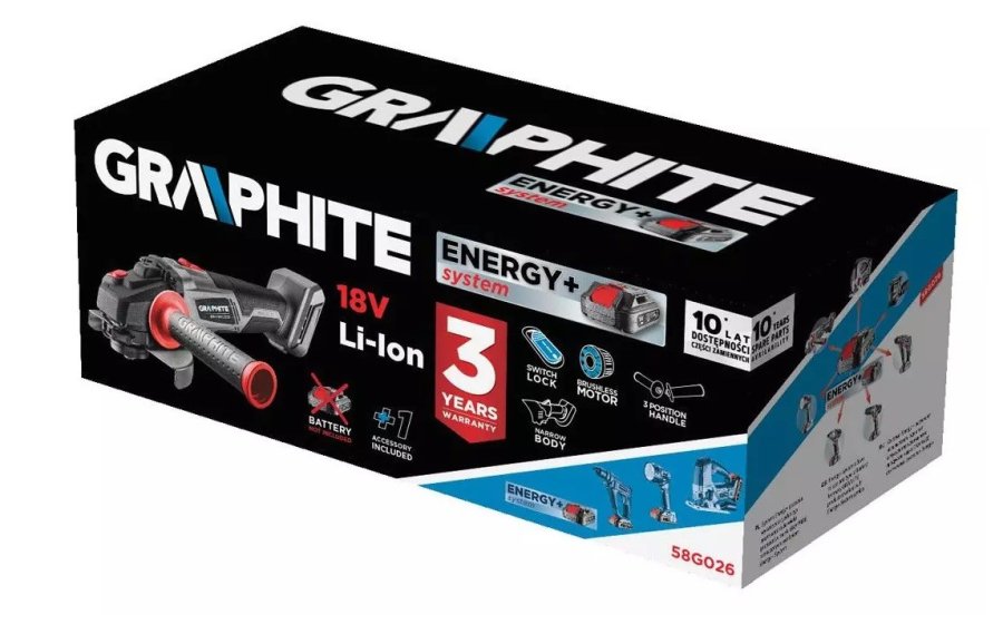 Graphite Energy+ 18V Li-Ion brstels vinkelsliber med 125 mm skive uden batteri #5