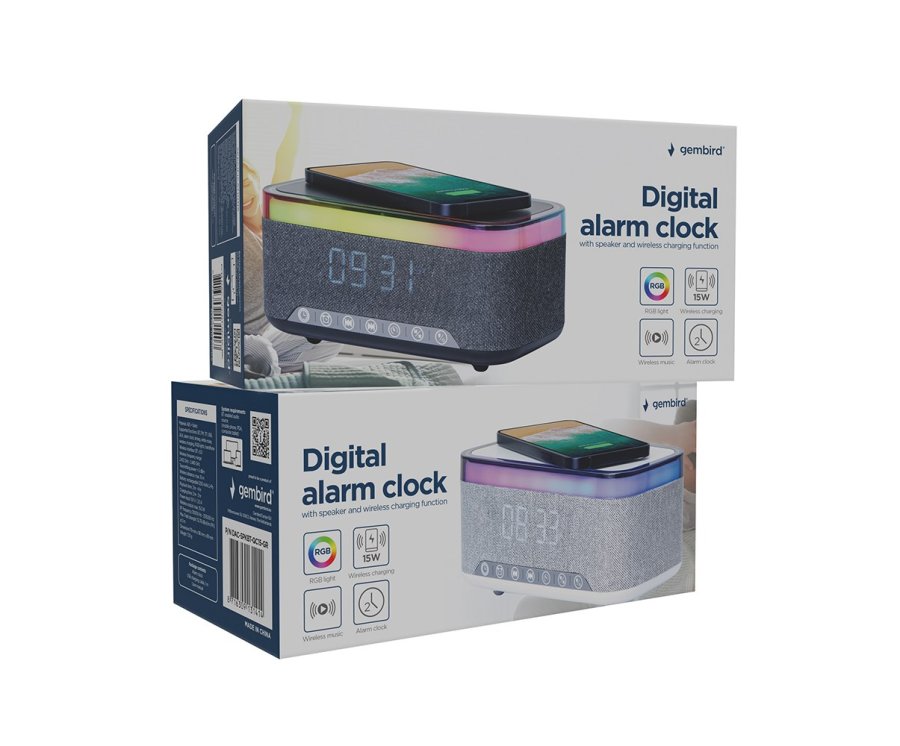 Gembird DAC-SPKBT-QC15-GR vkkeur Digital alarmur Gr, Hvid #6