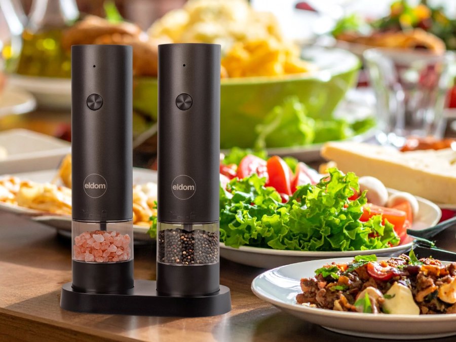 ELDOM ZMP5 BATTERIDREVET PEBER- OG SALTKV�RNES�T MED STATIV, SORT #6