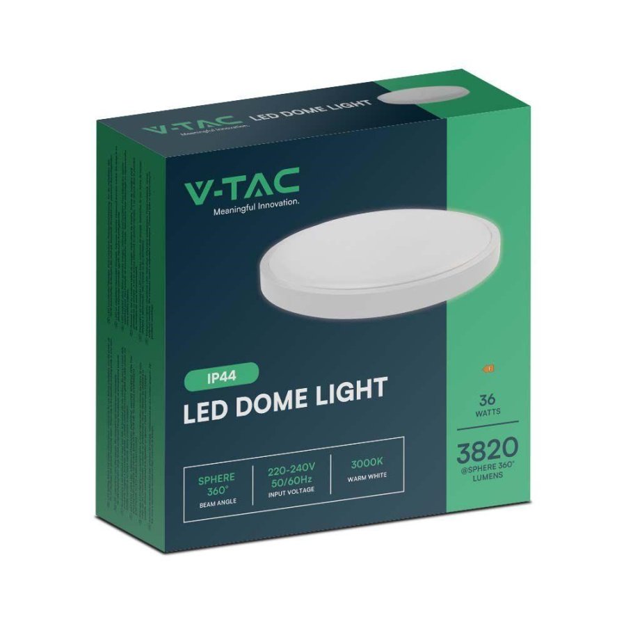 Plafond V-TAC VT-8630 overflademonteret 36W LED IP44 42cm 3000K 3820lm (SKU 76211) Hvid #4