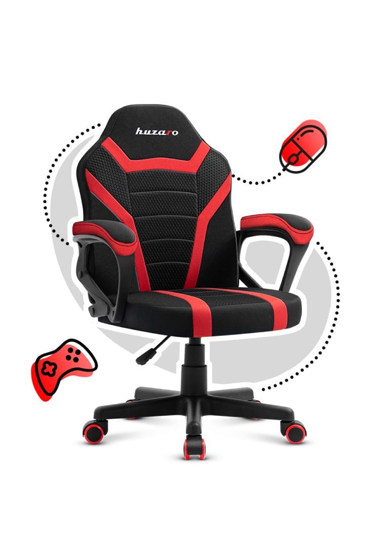 Gaming stol til brn Huzaro Ranger 1.0 Red Mesh, sort, rd #3