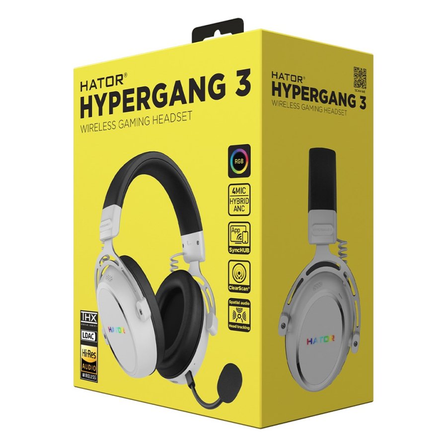 HATOR Hypergang 3 Wireless Headset Tr�dl�s Spil USB Type-C / USB Type-A Bluetooth Hvid #10