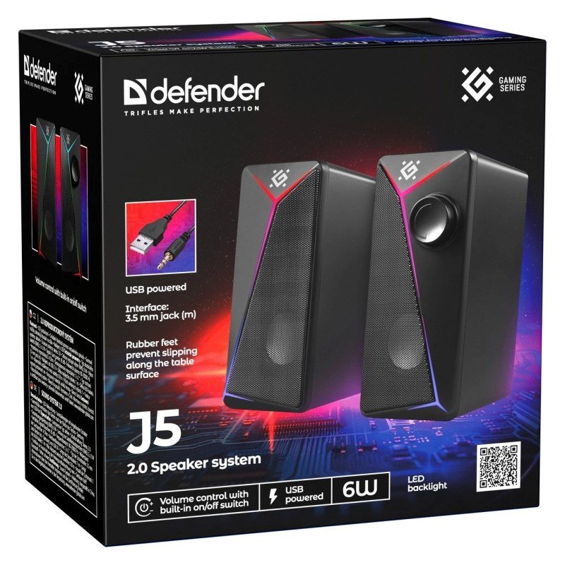 PC Speakers 2.0 DEFENDER J5 2.0 6W LED USB black #9
