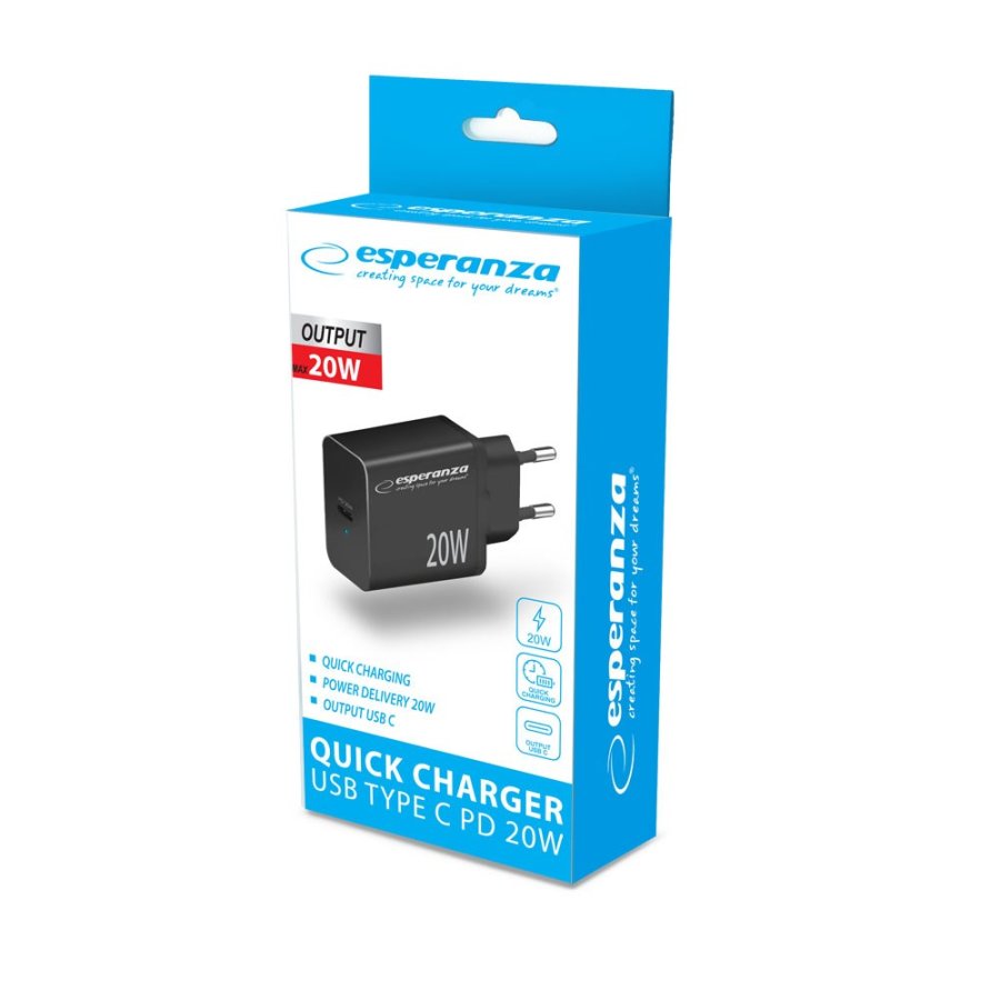 Esperanza EZC104K netoplader 20W sort #5