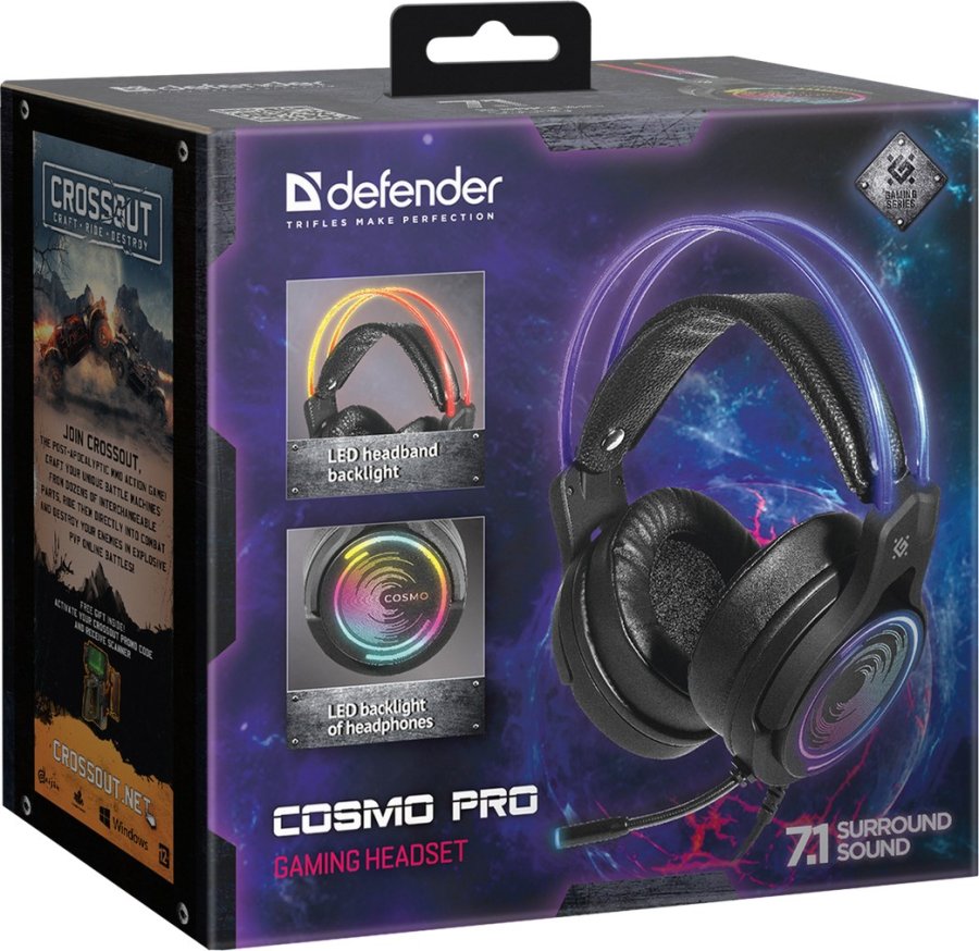 Defender Cosmo Pro Headset Ledningsf�rt Spil Sort #8