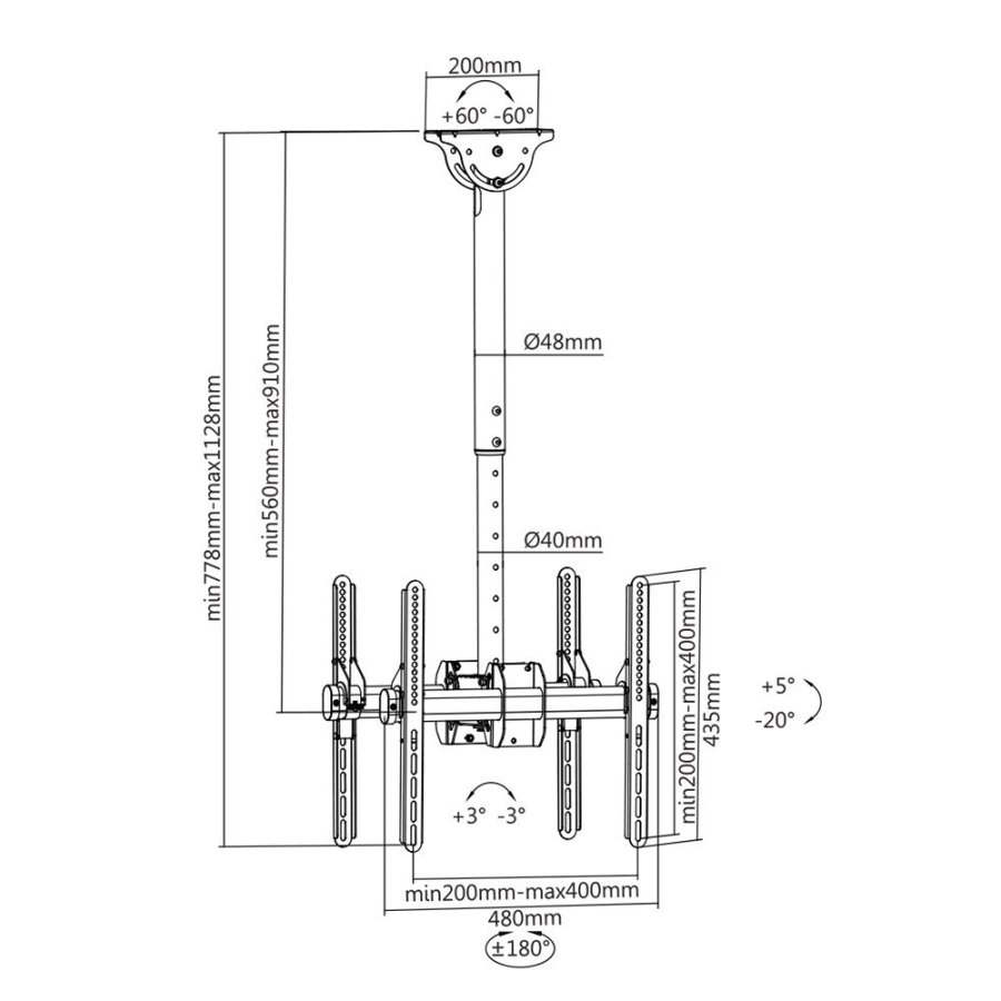 Techly ICA-CPLB 944D skrmbeslag til skiltning 139,7 cm (55