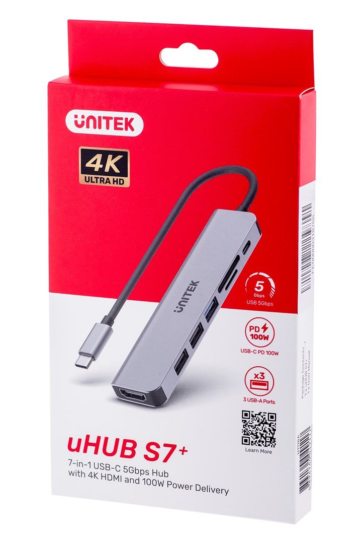 UNITEK HUB USB-C H1118A; USB-A x3, USB-C, HDMI, SD, microSD #1