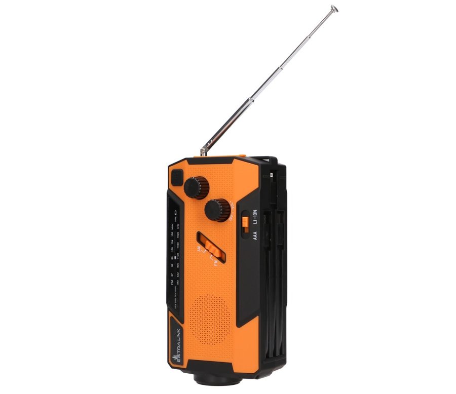 Extralink RADIO AWARYJNE SOLARNE Z KORBKA DYNAMO POWERBANK 4000MAH Z LATARKA SOS SR-4000 B�rbar Analog Sort, Orange #4