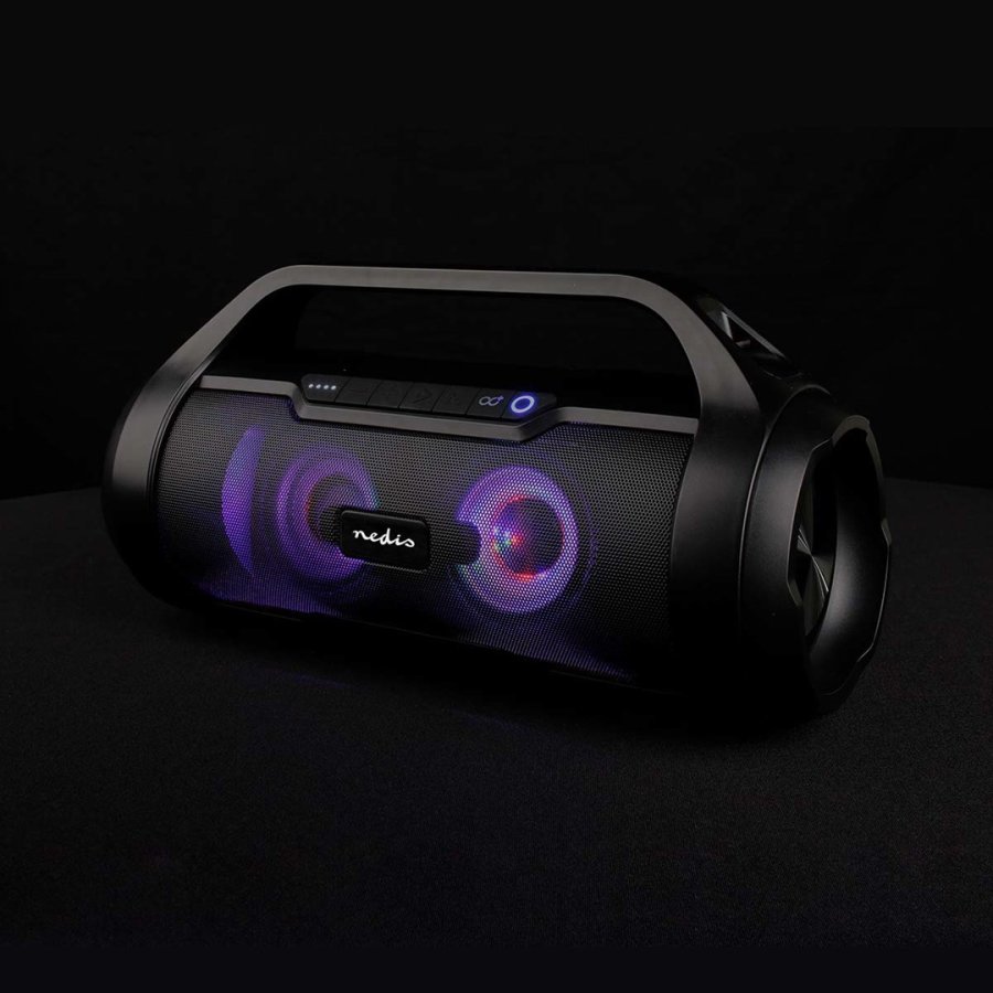 Bluetooth Party Boombox | 6 timer | 2.0 | 120 W | Medieafspilning: AUX / Micro SD / USB | IPX5 | Kan parres | Brehndtag | Fest lys | Sort #10