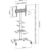 Techly ICA-TR21L multimedie vogn & stand Sort Fladt panel Multimedie kurv #3