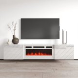 RTV LUXE skab 182,6x34,5x37,5 hvid/blank hvid + hvid kaminhylde #4