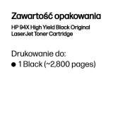 HP 94X Original LaserJet-tonerpatron med h�j kapacitet, sort #5