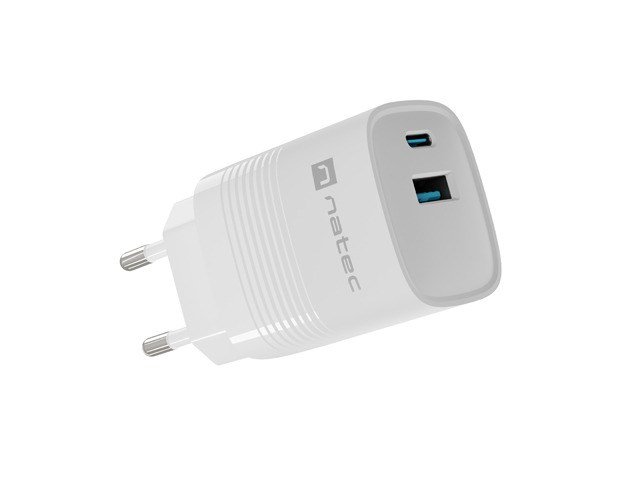 NATEC RIBERA GAN OPLADER 1X USB-A + 1X USB-C 30W HVID #8