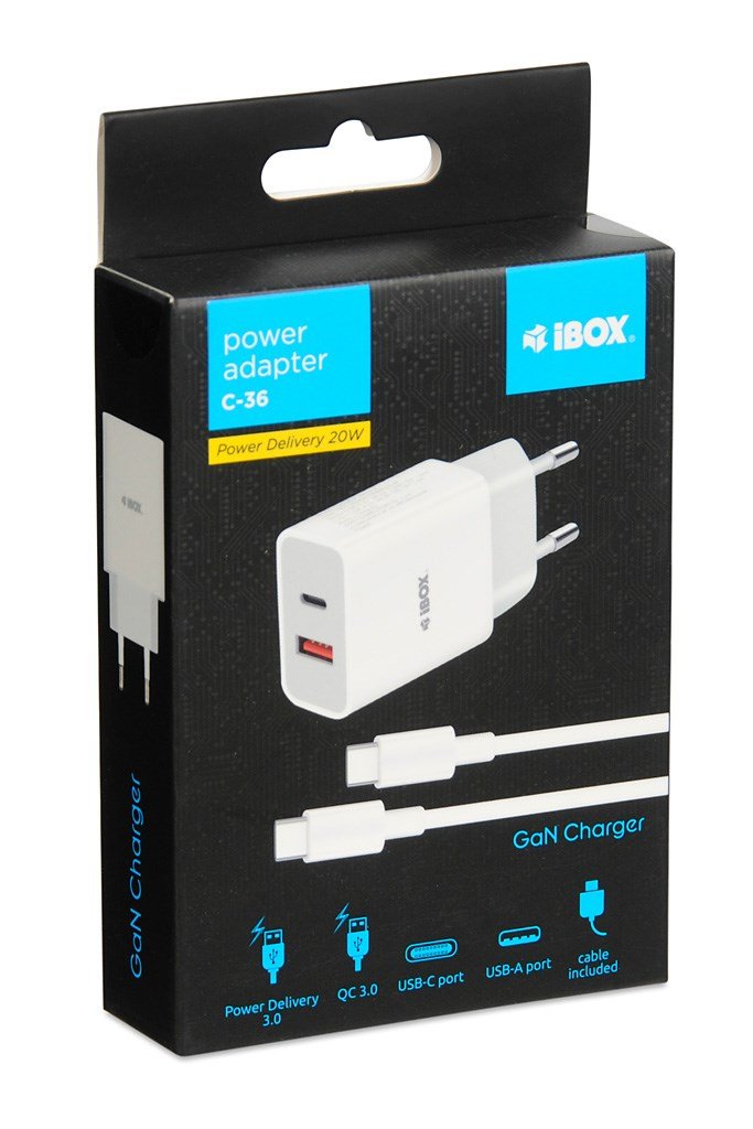 Rejselader iBOX C-36 GaN PD20W, hvid #6