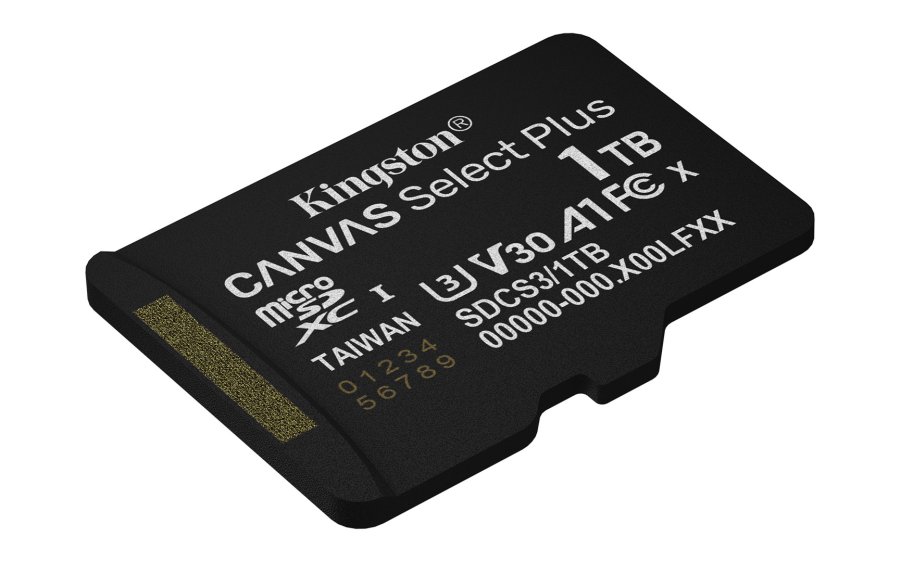 Kingston Technology 1 TB microSDXC Canvas Select Plus Gen3 150 MB/s A1-kort + adapter #10