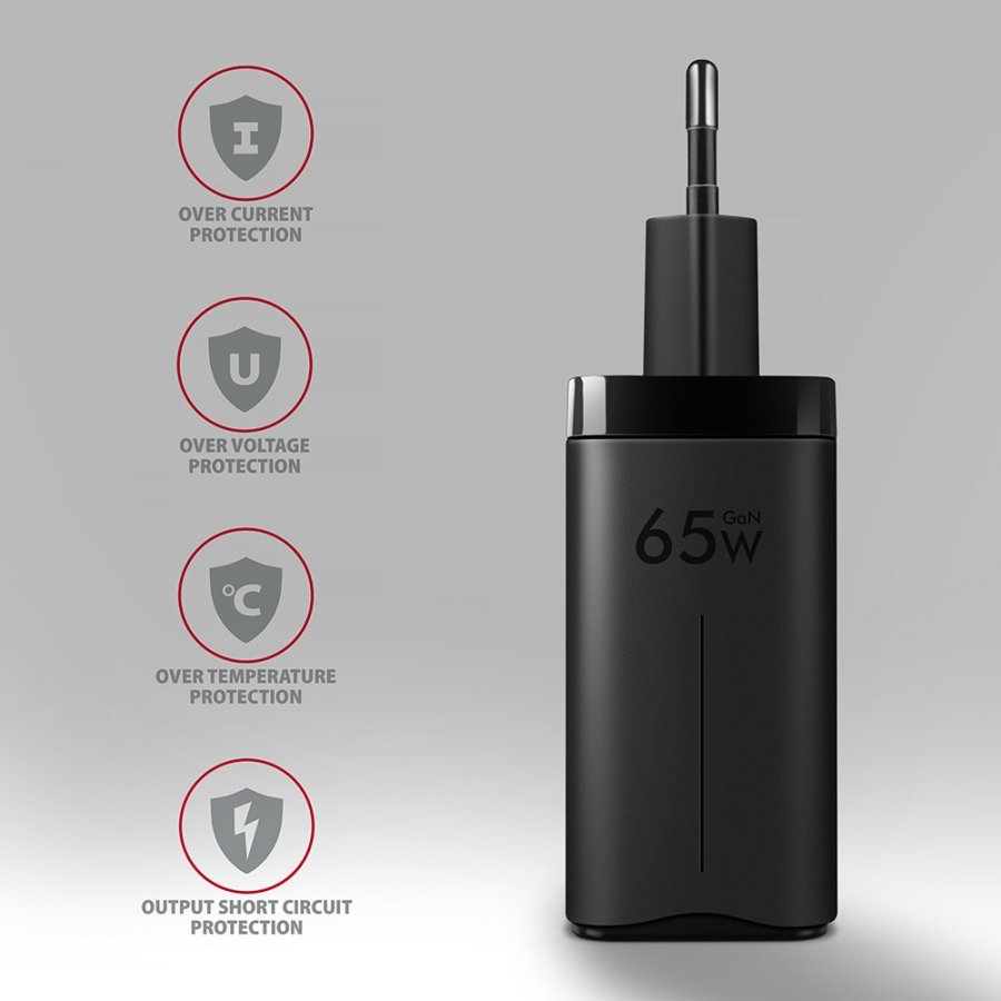 Axagon ACU-DPQ65 oplader til mobil enhed Mobiltelefon, Netbook, Laptop, Smartphone, SmartWatch, Tablet, Universel Sort Vekselstrm Hurtig opladning Indendrs #6