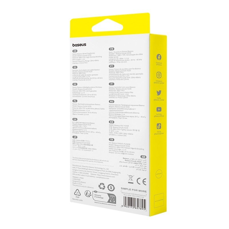 Baseus Encok HZ20 Headset Ledningsfrt I rerne Opkald/musik Hvid #7