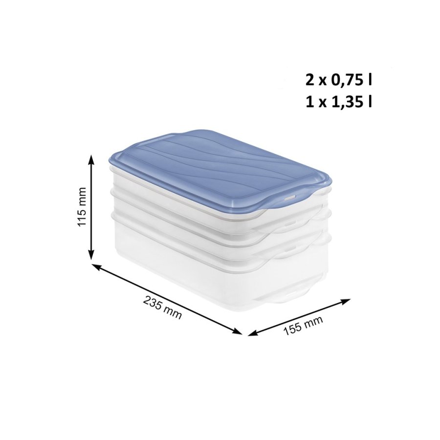 ROTHO Rondo Horizon blue - beholder til opbevaring af mad - 2 x 0,75l, 1 x 1,35l #2