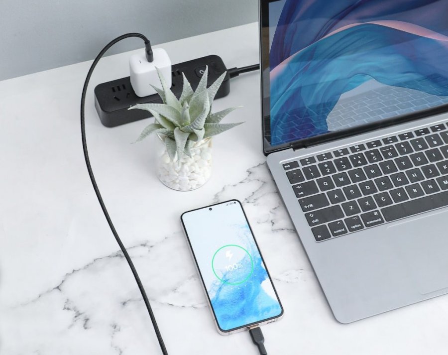 AUKEY CB-NCC1 USB-C Type-C Power Delivery PD 60W 3A 1m Nylon Sort #6