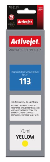 Activejet AE-113Y blk (erstatning Epson 113 C13T06B440; Supreme; 70 ml; gul) #1