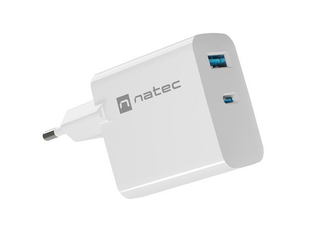 NATEC RIBERA GAN OPLADER 1X USB-A + 1X USB-C 45W HVID #1