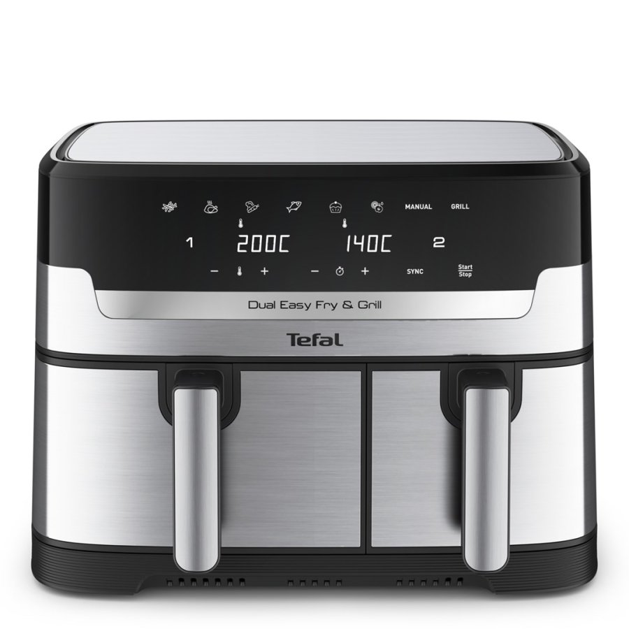Tefal Dual Easy Fry & Grill EY905D Dobbelt 8,3 L Enkeltstende 2700 W Varmluftsteger Rustfrit stl #2
