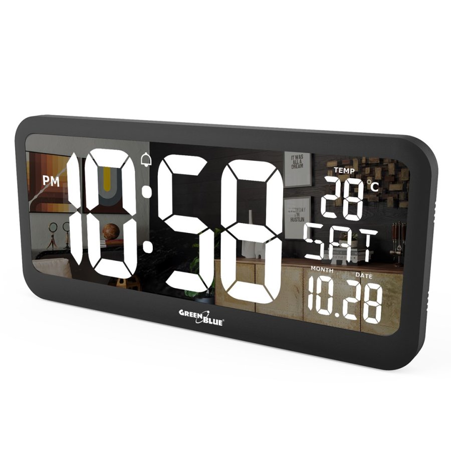 Stort digitalt vgur fritstende med temperatursensor 37x17 cm LCD-display Strmadapter og batteridrevet #6